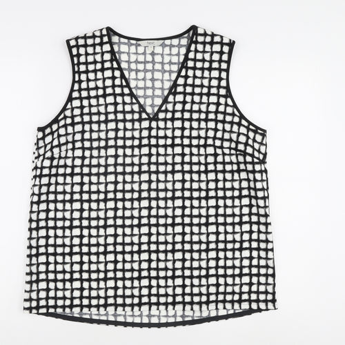 Next Women's Black Check Tank, Size 14, V-Neck Casual
