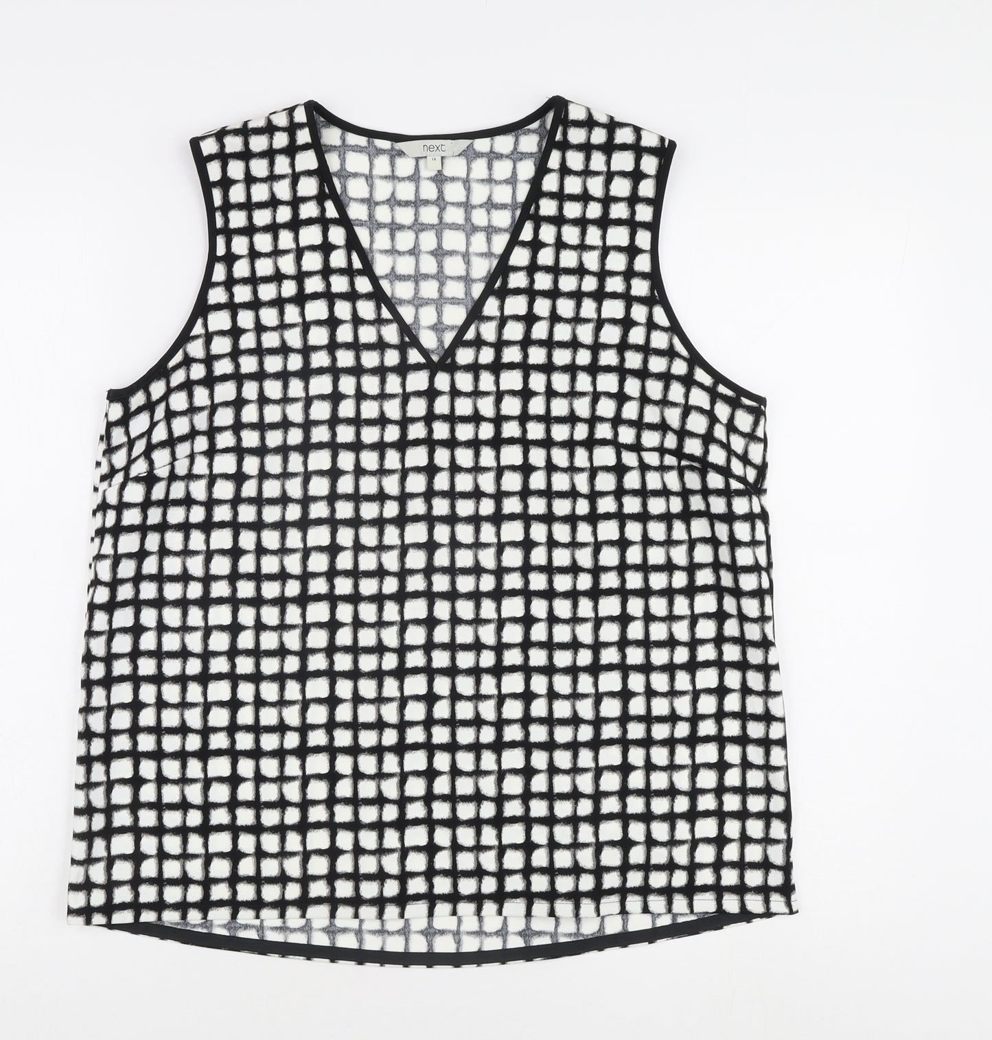 Next Women's Black Check Tank, Size 14, V-Neck Casual