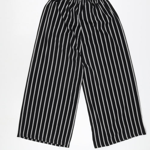 Apricot Women's Black Striped Wide-Leg Trousers, Size 8
