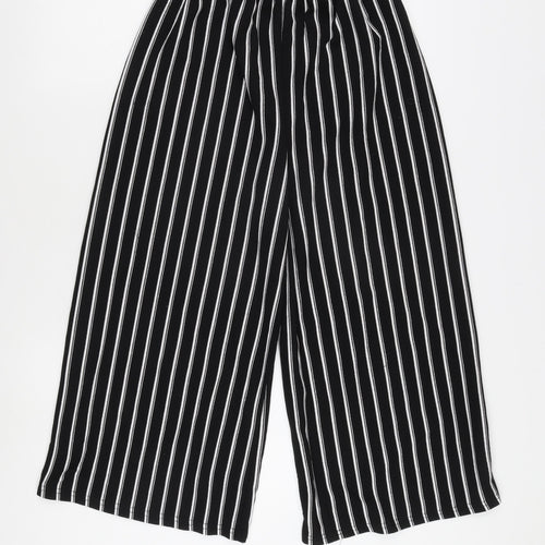 Apricot Women's Black Striped Wide-Leg Trousers, Size 8