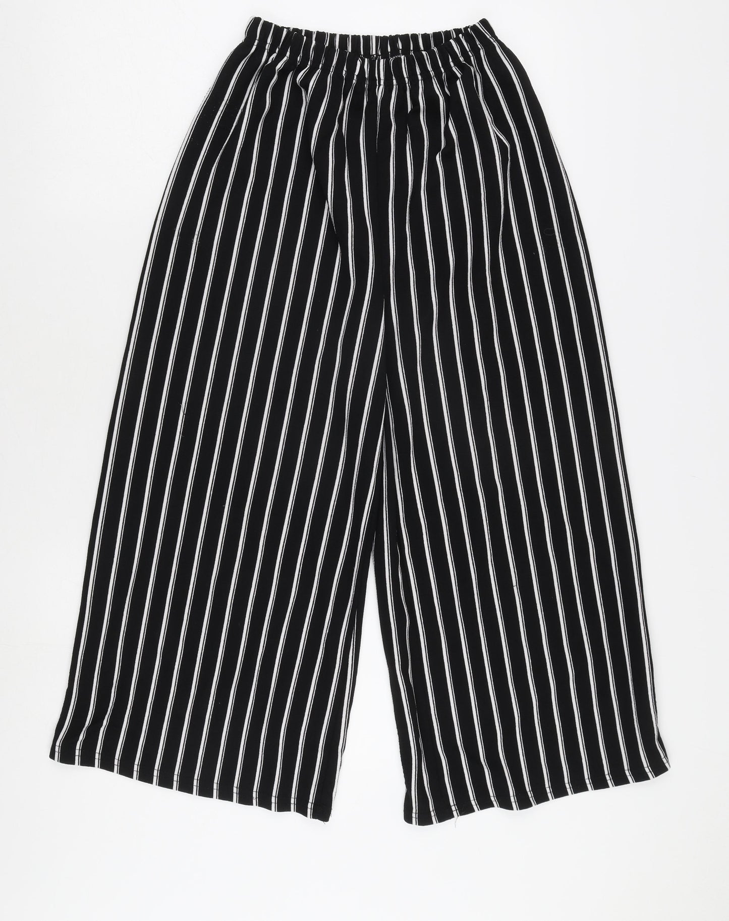 Apricot Women's Black Striped Wide-Leg Trousers, Size 8