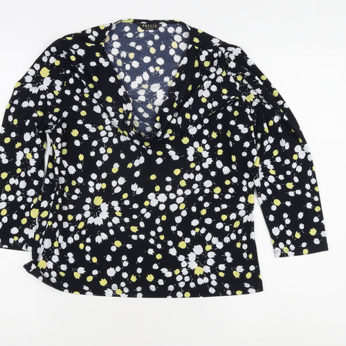 Precis Petite Women's Black Floral Wrap Blouse M