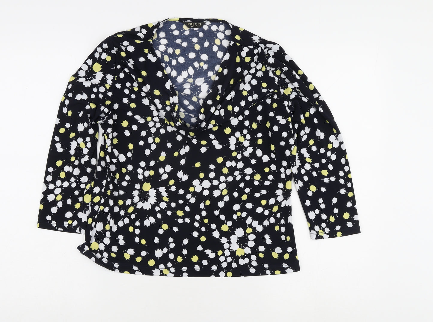 Precis Petite Women's Black Floral Wrap Blouse M
