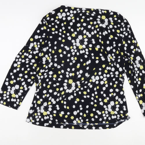Precis Petite Women's Black Floral Wrap Blouse M