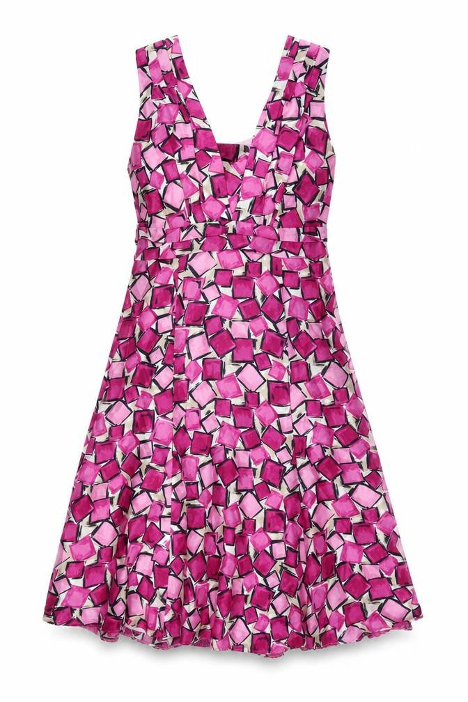 Minuet Women’s Pink Geometric A-Line Dress, Size 8