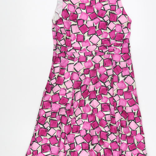 Minuet Women’s Pink Geometric A-Line Dress, Size 8