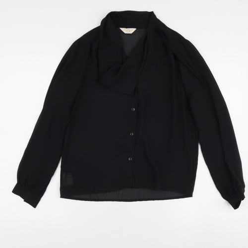 Jatima Women's Black Blouse Size 12 Long Sleeve Vintage