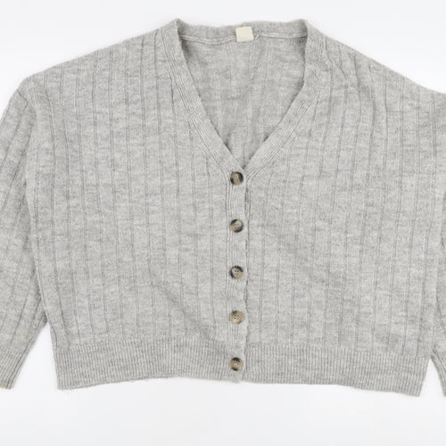 Urban Outfitters Women's Grey V-Neck Cardigan, Size L, Lightweight