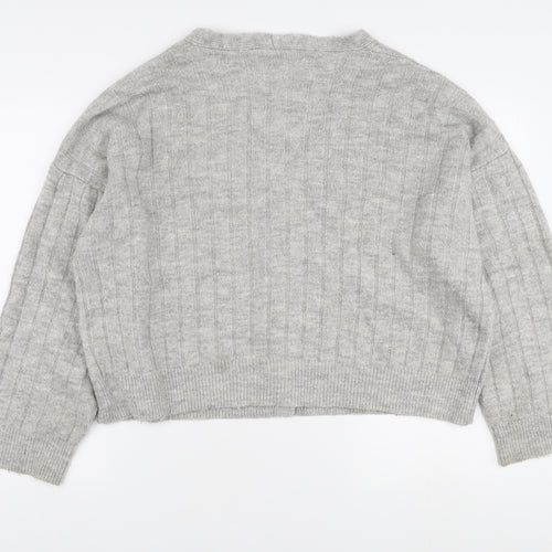 Urban Outfitters Women's Grey V-Neck Cardigan, Size L, Lightweight