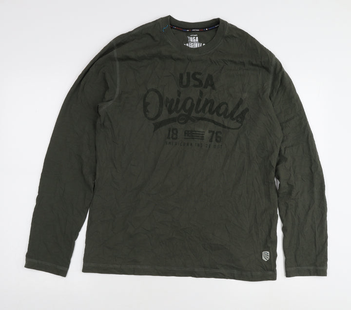 Jockey Men's Green Long Sleeve T-Shirt L