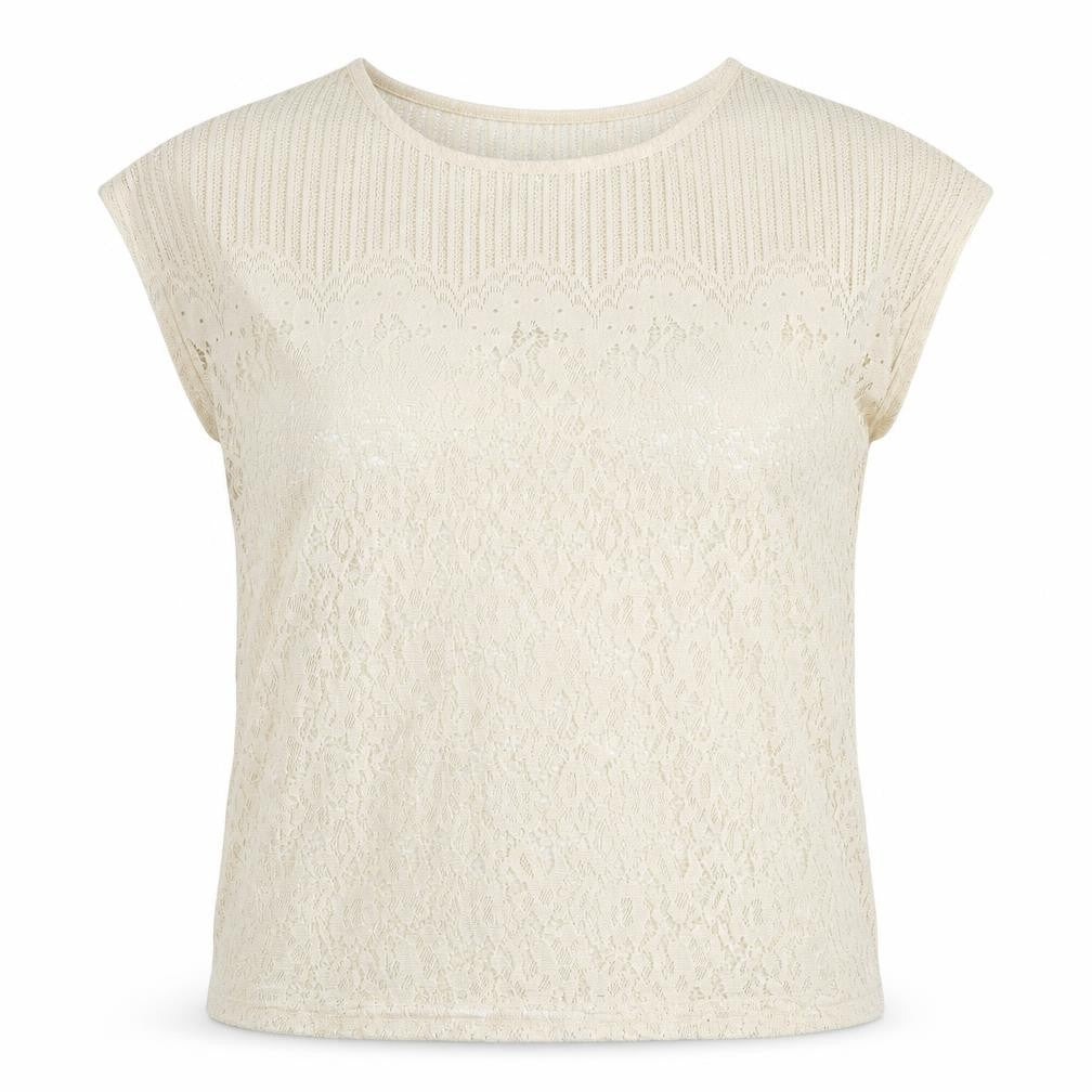 Front view of Vero Moda Women's Beige Lace Blouse, size S