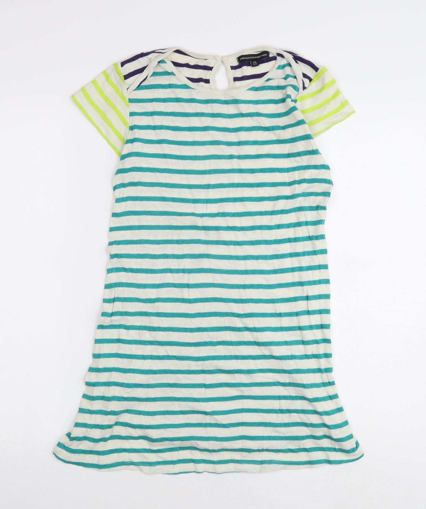 French Connection Girls Striped T-Shirt Dress, Size 12-13, Casual