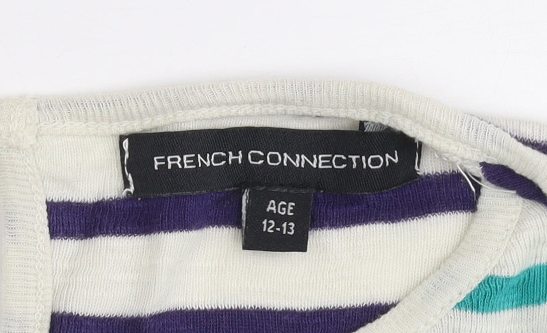 French Connection Girls Striped T-Shirt Dress, Size 12-13, Casual
