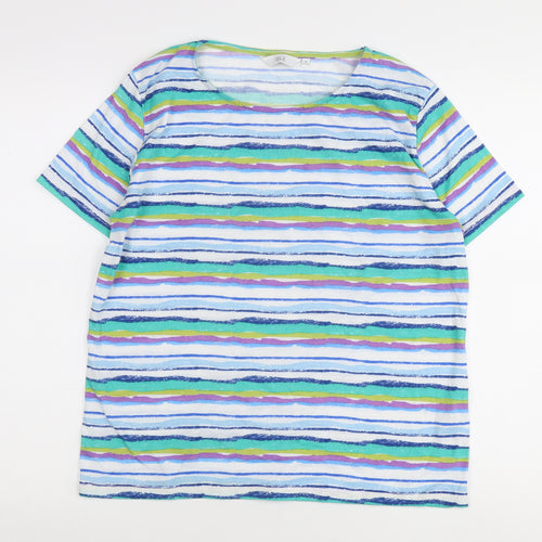 Isle Women's Multicoloured Stripe T-Shirt, UK 14, Cotton, Casual