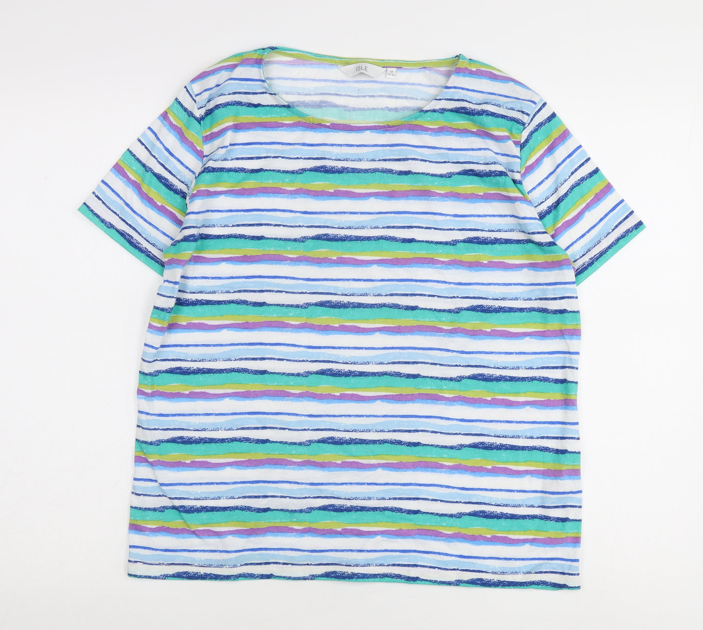 Isle Women's Multicoloured Stripe T-Shirt, UK 14, Cotton, Casual