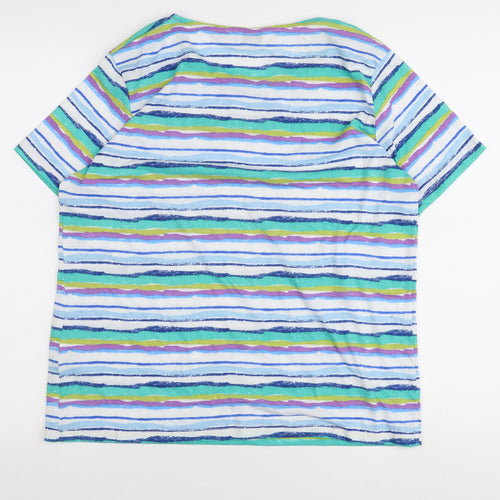 Isle Women's Multicoloured Stripe T-Shirt, UK 14, Cotton, Casual