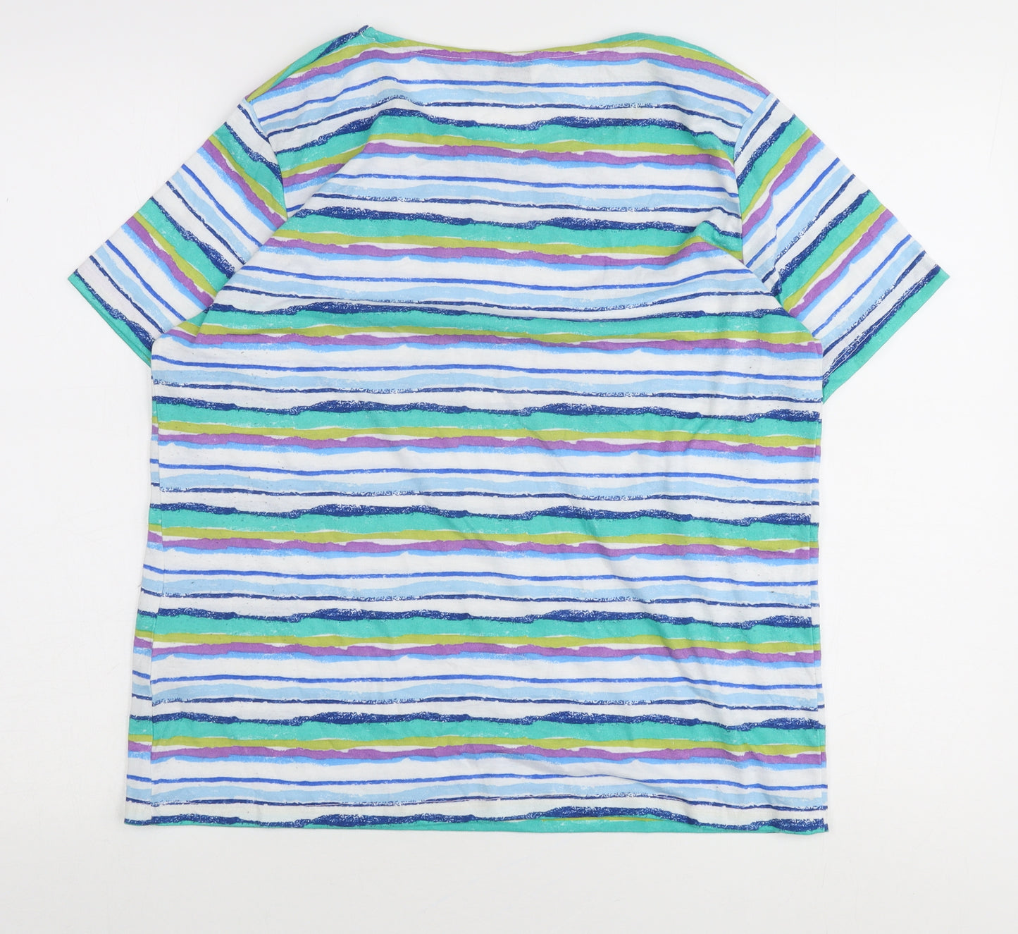 Isle Women's Multicoloured Stripe T-Shirt, UK 14, Cotton, Casual