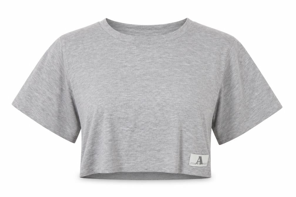 Front view of ASOS DESIGN Women's Grey Cropped T-Shirt, size 8