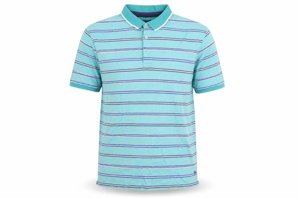 Marks and Spencer Men's Blue Striped Polo Shirt M