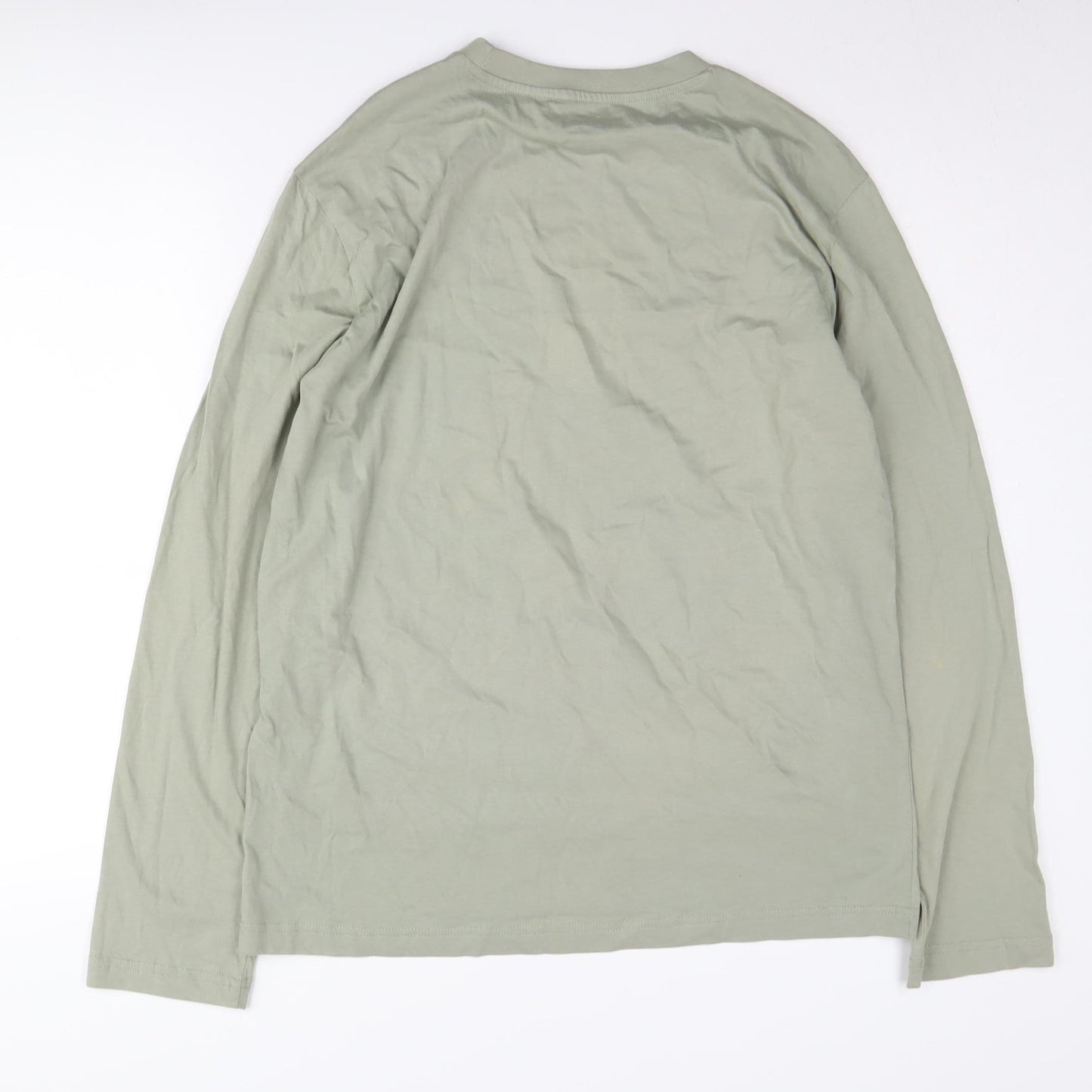 H&M Men's Beige Graphic Long Sleeve T-Shirt, Medium