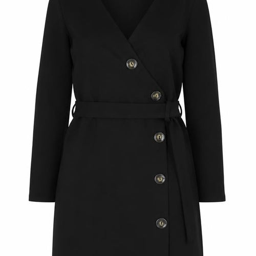 boohoo Women's Black Wrap Dress, Size 6, Long Sleeve