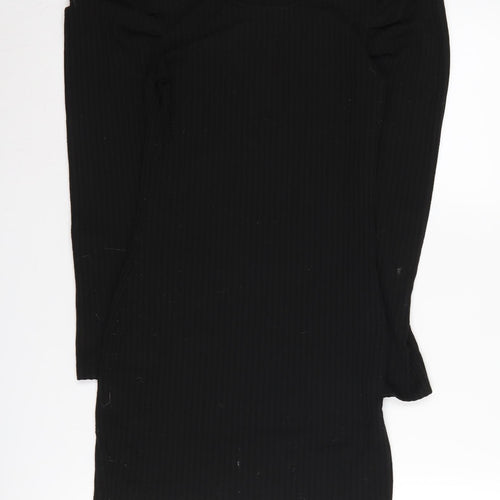 Pull&Bear Women's Black Bodycon Dress, Long Sleeve, Size S