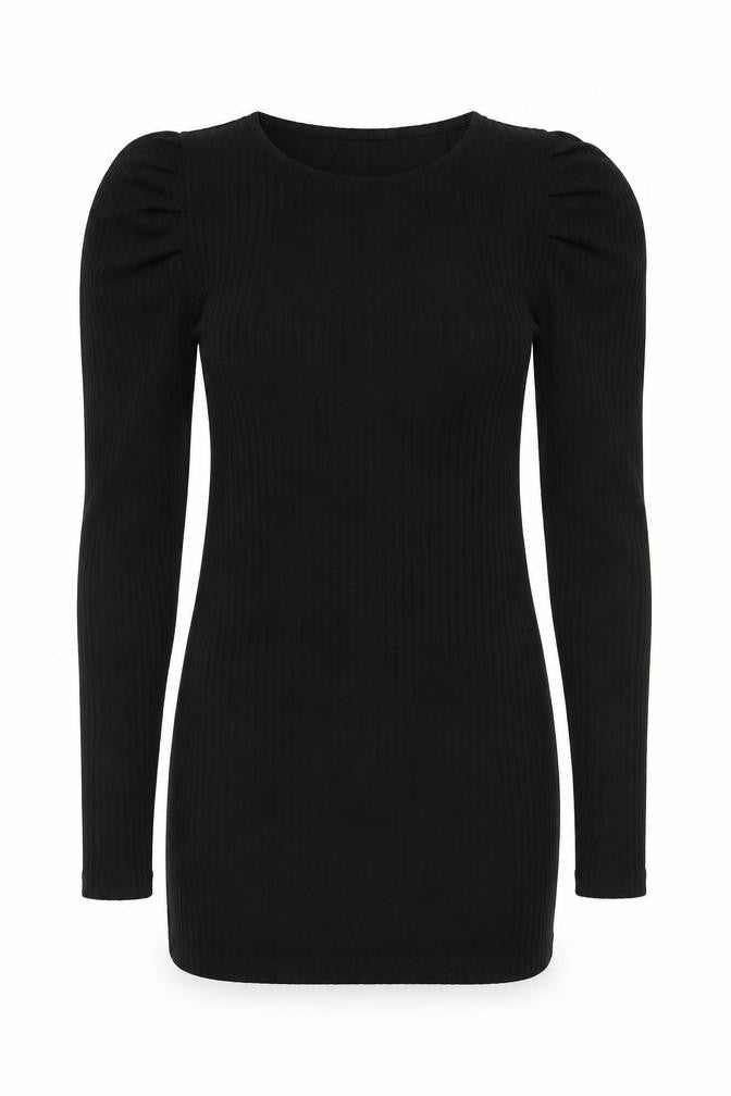 Front view of Pull&Bear Women's Black Bodycon Dress, Long Sleeve, size S