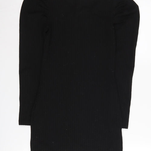 Pull&Bear Women's Black Bodycon Dress, Long Sleeve, Size S