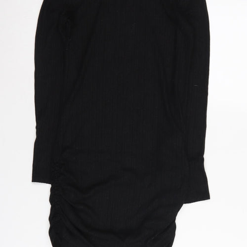 H&M Girls Black Ruched Long Sleeve Dress Size 10-12 Years