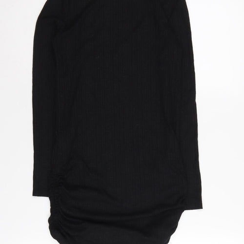H&M Girls Black Ruched Long Sleeve Dress Size 10-12 Years