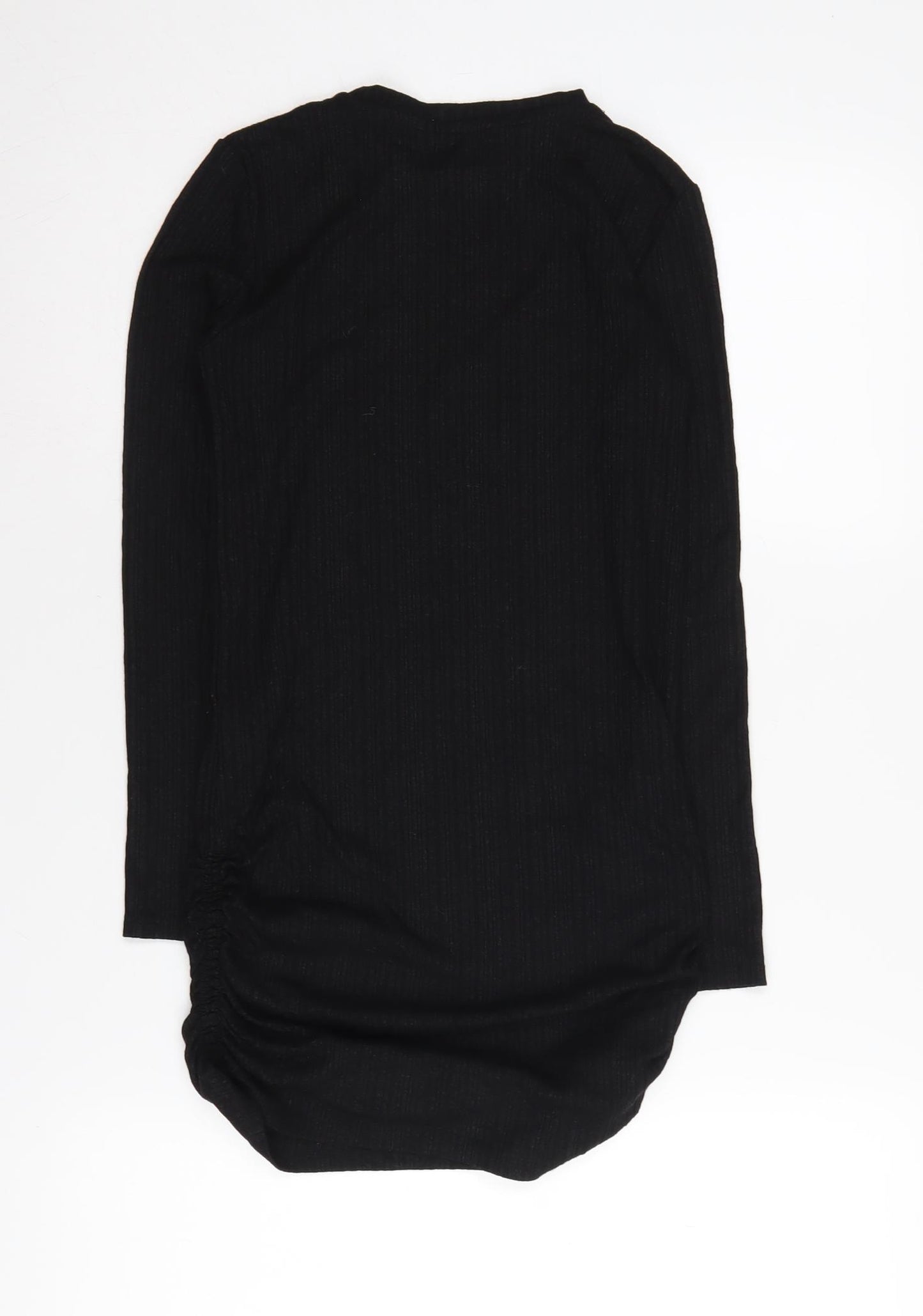 H&M Girls Black Ruched Long Sleeve Dress Size 10-12 Years