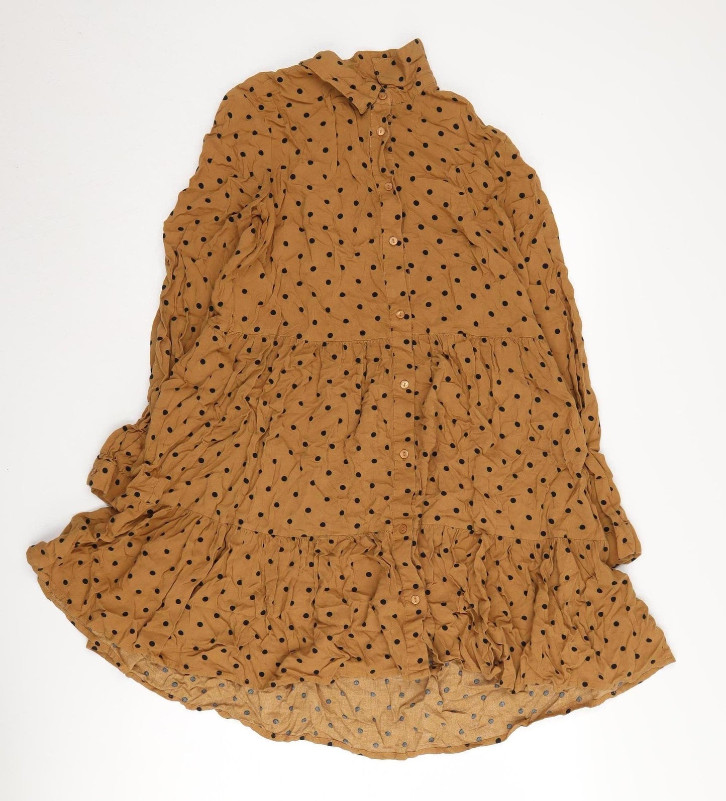Stradivarius Women's Brown Polka Dot Dress, Size S