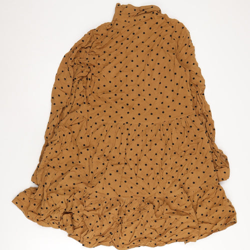 Stradivarius Women's Brown Polka Dot Dress, Size S