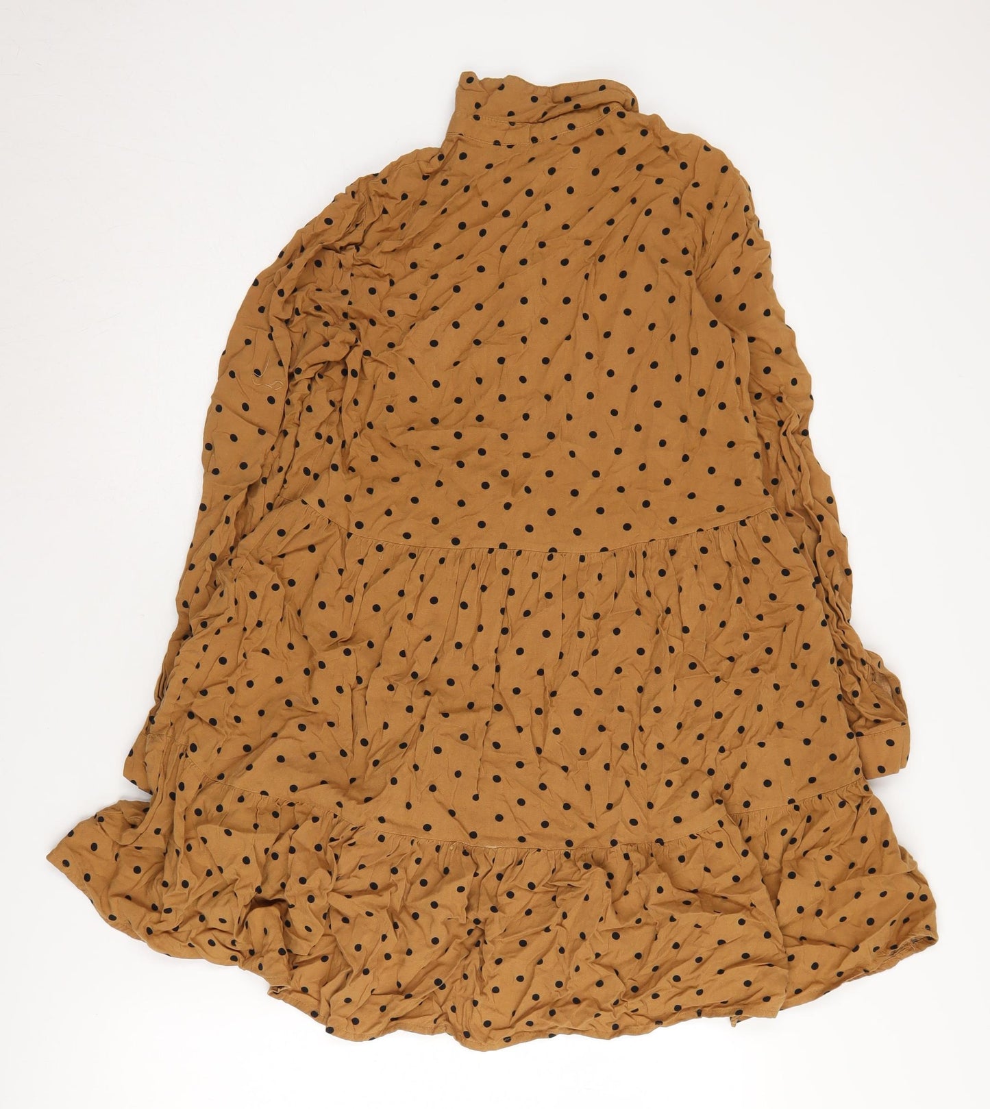 Stradivarius Women's Brown Polka Dot Dress, Size S