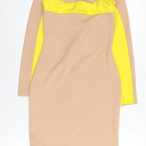 Boohoo Petite Beige Bodycon Dress, Size 8