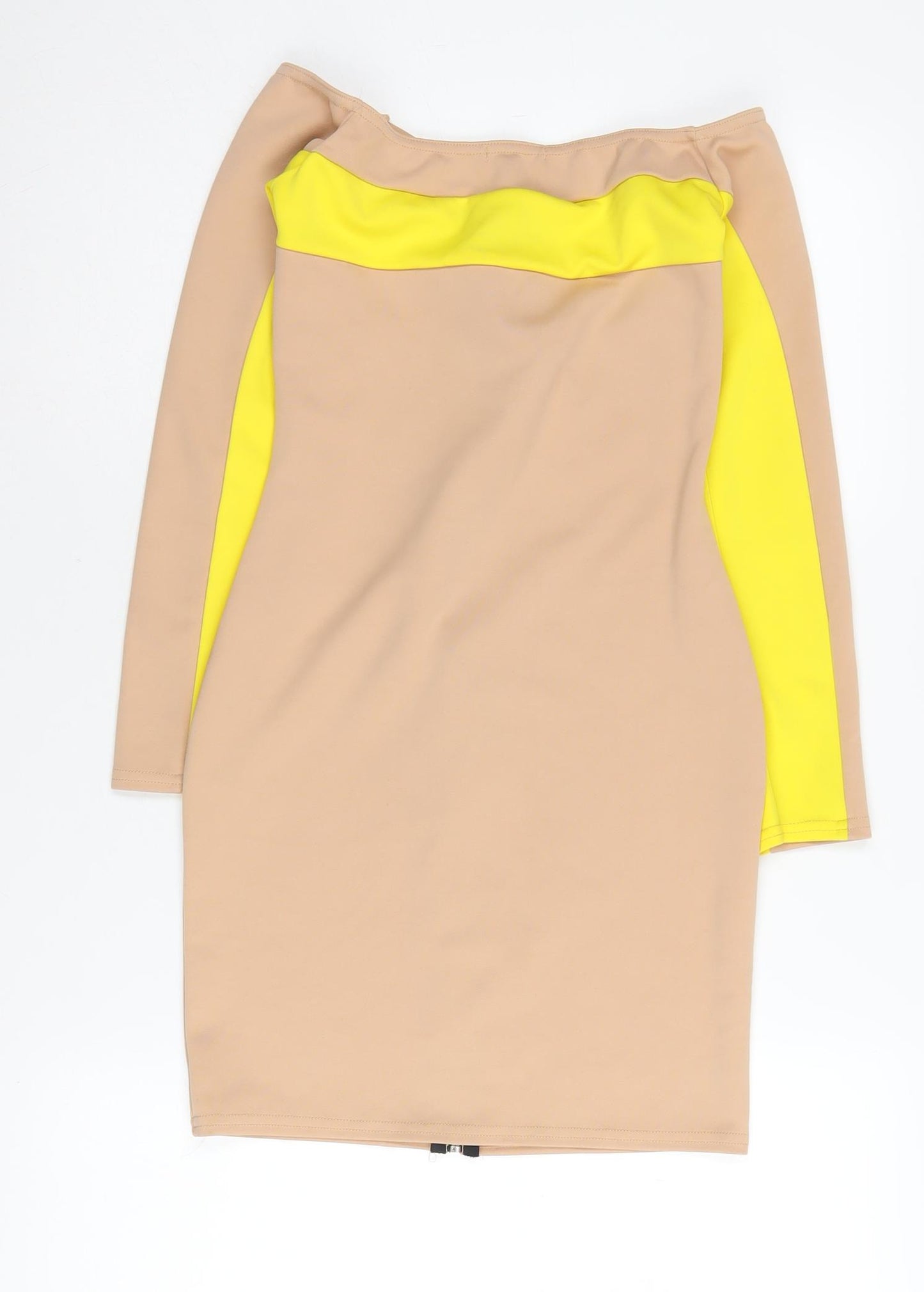 Boohoo Petite Beige Bodycon Dress, Size 8