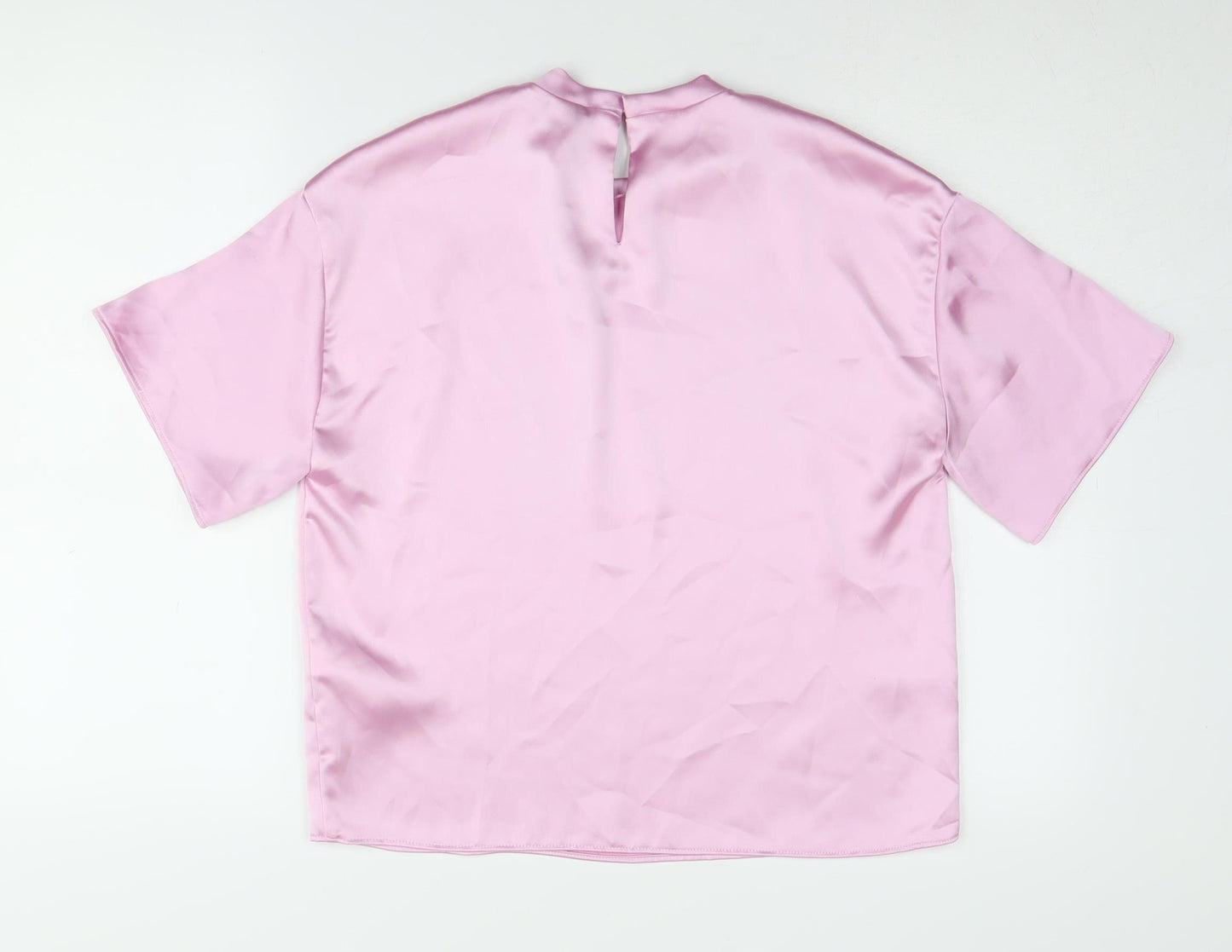 Zara Women's Pink Basic Satin Blouse, 2XS Regular Fit