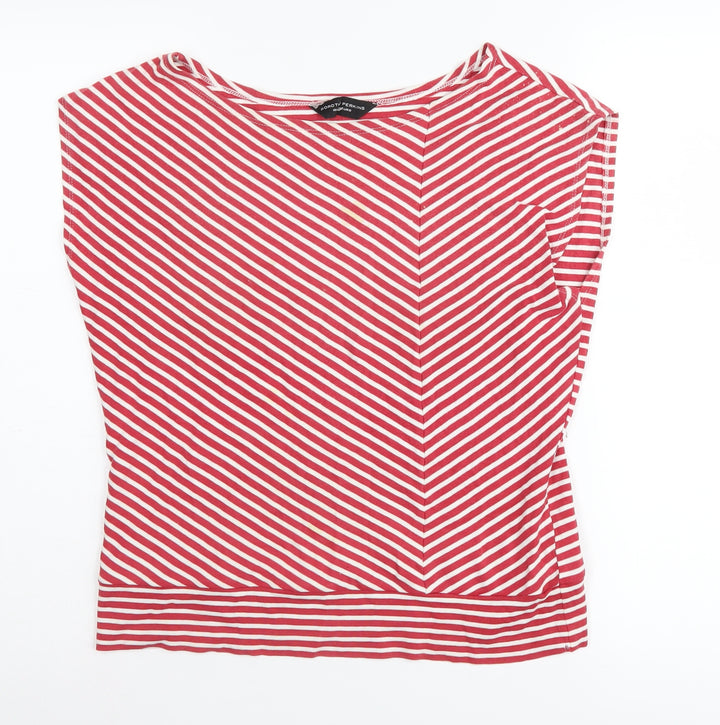 Dorothy Perkins Women's Red Striped Boat Neck T-Shirt