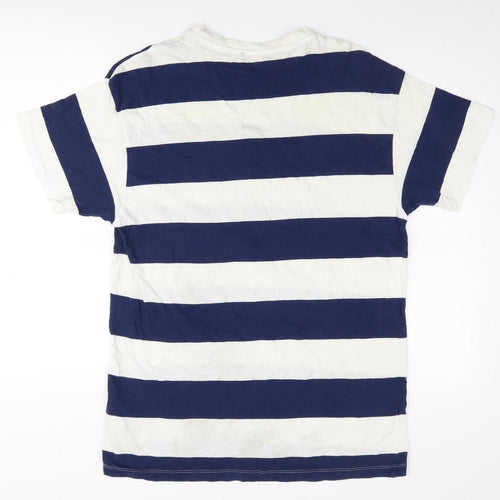New Look Men's Medium Blue Striped T-Shirt, Regular Fit
