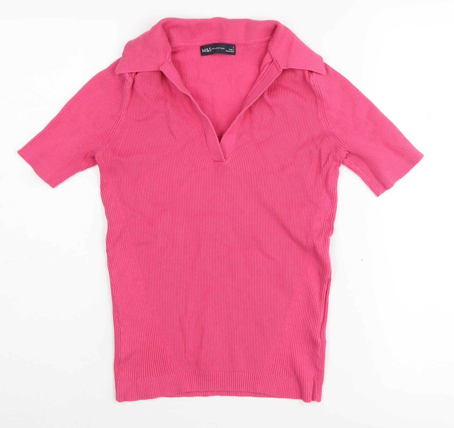 Marks and Spencer Women's Pink Short Sleeve Polo, Size S