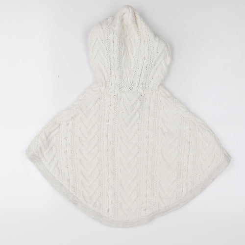 Cynthia Rowley Girls Ivory Hooded Cape, 3-4 Years, Fur Trim