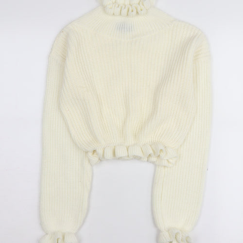 PrettyLittleThing Women's White High Neck Jumper - S