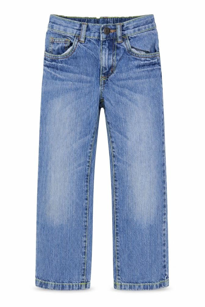 Front view of Demo boys’ blue straight jeans age 7 years