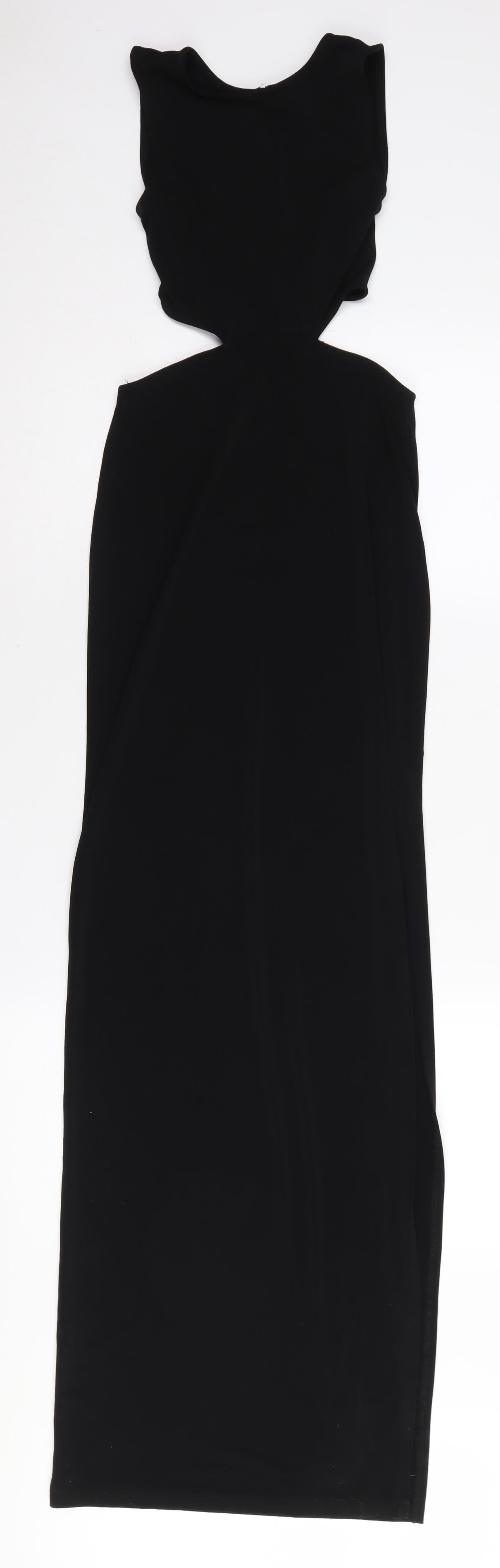 ASOS Black Long Bodycon Cut Out Dress Women UK 4