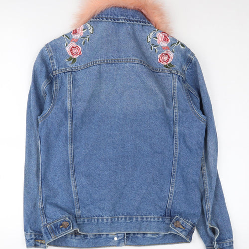 New Look Women’s Blue Embroidered Denim Jacket Size 8