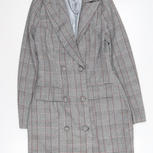 Missguided Women's Grey Plaid Suit Jacket Size 8