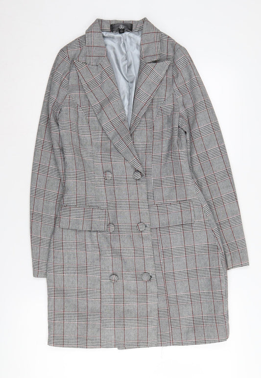 Missguided Women's Grey Plaid Suit Jacket Size 8