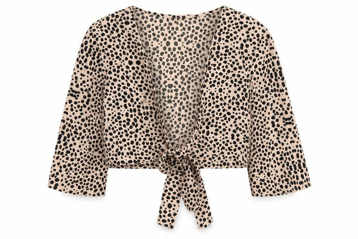 Nasty Gal Women's Beige Animal Print Cropped Blouse Size 12