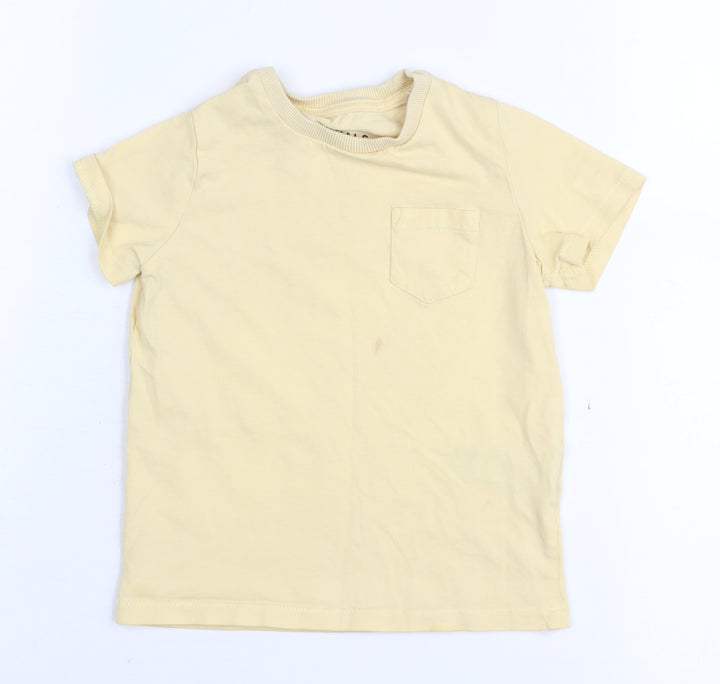 Marks and Spencer Boys Beige Cotton T-Shirt 3-4 Years