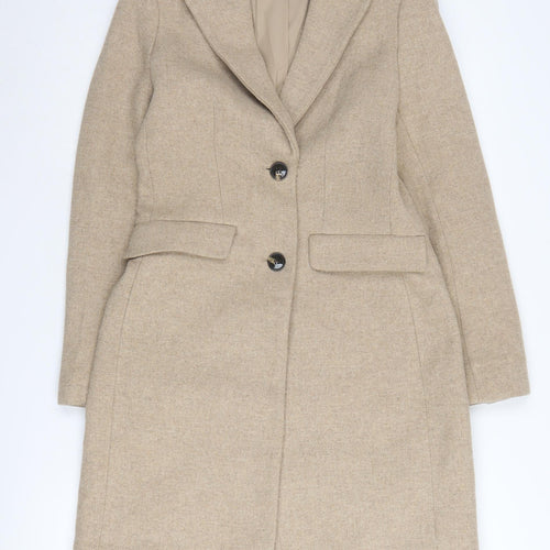 H&M Women's Beige Wool Blend Mid-Length Overcoat Size 6
